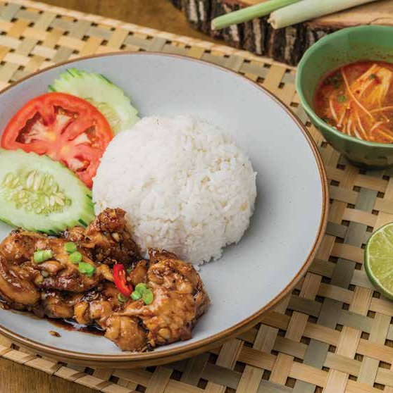 Sweet garlic chicken with rice
